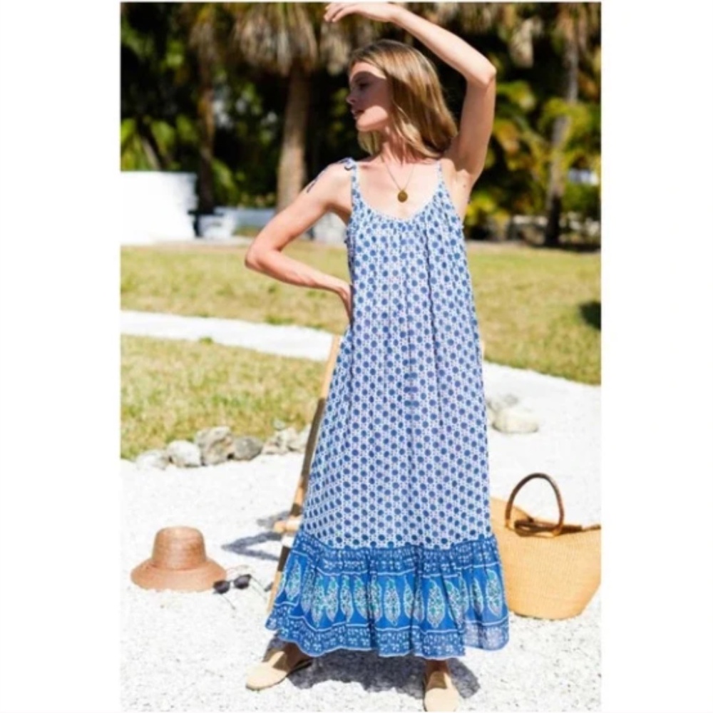 Emerson Fry India Collection Sundress Heritage Blue XS/S NWOT